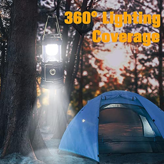 Collapsible Portable LED Camping Lantern XTAUTO Lightweight Waterproof Solar USB Rechargeable LED Flashlight Survival Kits for Indoor Outdoor Home Emergency Light Power Outages Hiking Hurricane 4-Pack